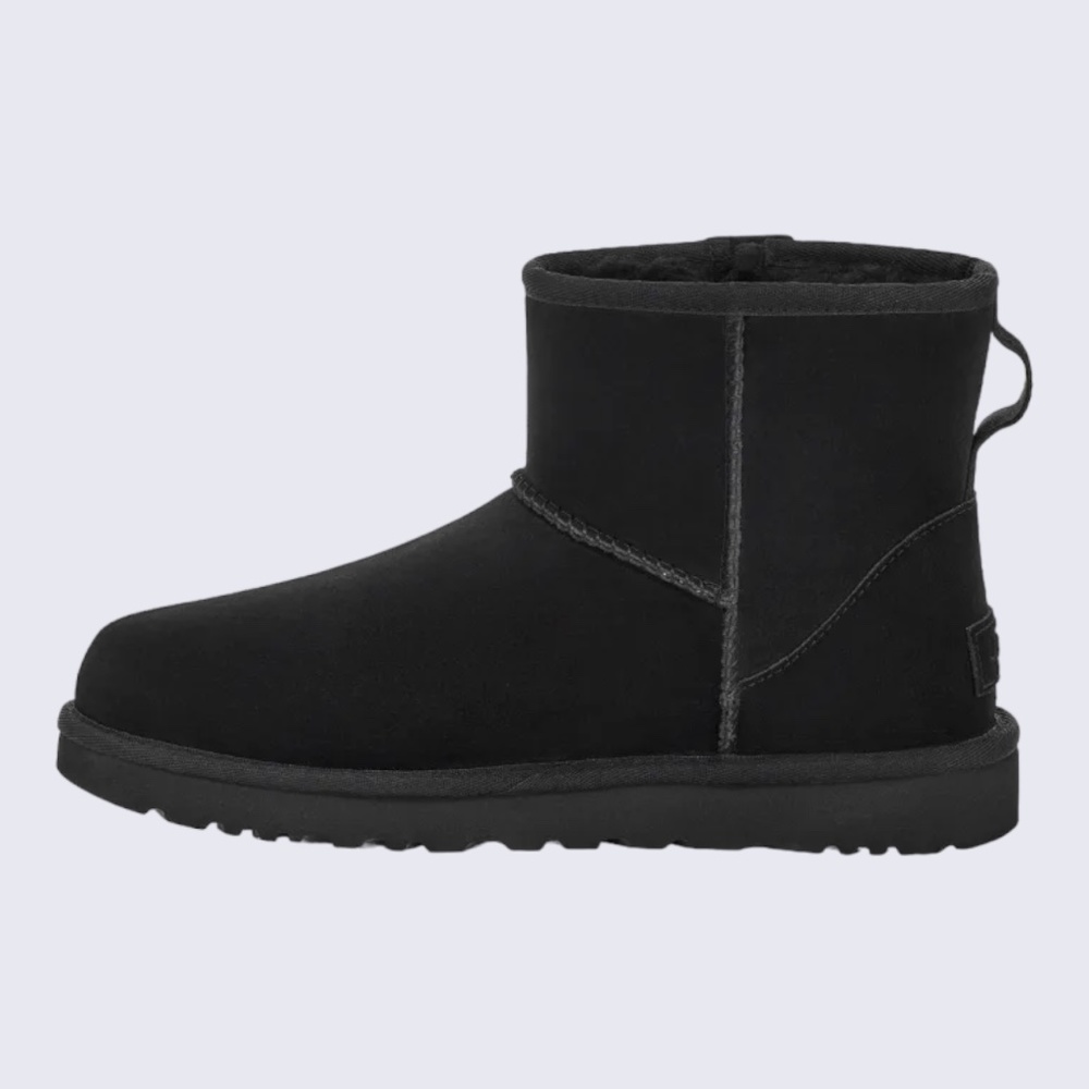 Women's UGG Classic Mini Bailey Zip Boot, Black Suede. 1151230 - Picture 3 of 5